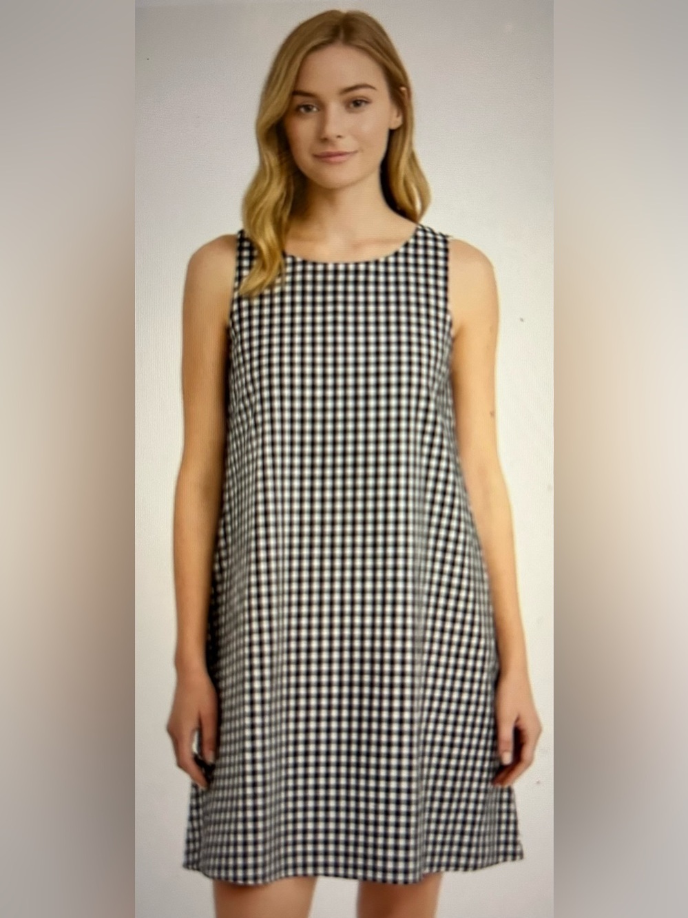 Vineyard Vines Black and White Gingham Sleeveless Swing Dress NWOT